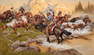 アメリカインディアン Painting - アメリカ西部で盗まれたポニー